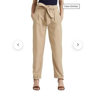 Ralph Lauren Women's Size 16‎ High Waisted  Preppy Pleated Pant Beige New